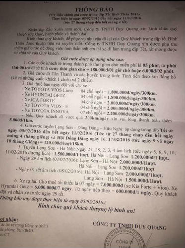 Lạng Sơn: Tự ý tăng gấp rưỡi giá taxi trong dịp Tết