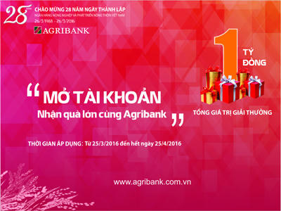 Mở tài khoản - Nhận quà lớn cùng Agribank