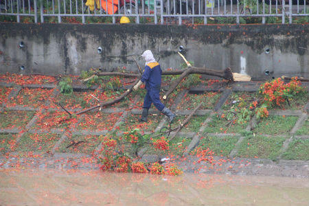 Người Hà Nội chật vật đi trong nước đến chỗ làm