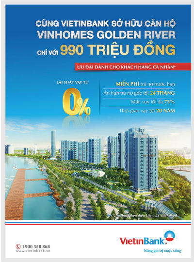 Chỉ 990 triệu đồng sở hữu căn hộ Vinhomes Golden River