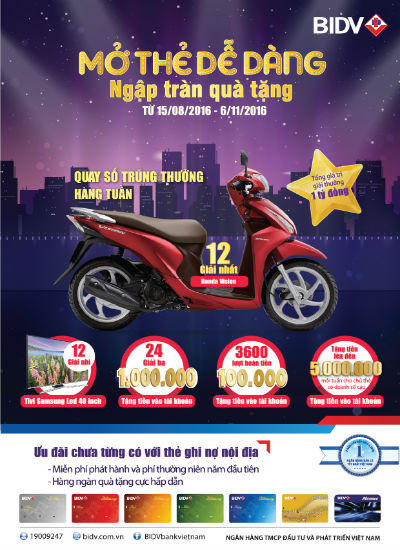 “Mở thẻ dễ dàng, ngập tràn quà tặng” với BIDV