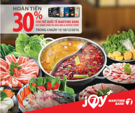 Hoàn tiền 30% cho chủ thẻ quốc tế Maritime Bank khi thưởng thức ẩm thực Châu Á