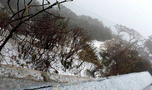 Bất ngờ xuất hiện mưa băng tại đỉnh Fansipan Sa Pa