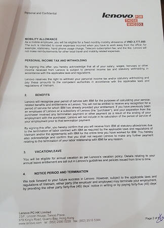 Làm ăn thua lỗ, LENOVO đơn phương chấm dứt hợp đồng lao động?