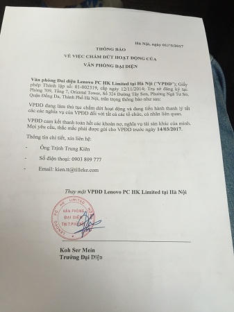 Làm ăn thua lỗ, LENOVO đơn phương chấm dứt hợp đồng lao động?