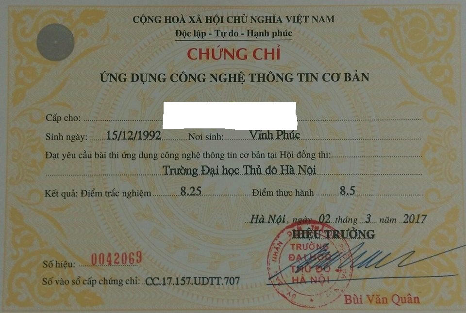 Chứng chỉ ứng dụng CNTT của Trường ĐH Thủ đô Hà Nội: Vì sao vẫn được cấp theo mẫu chứng chỉ cũ?