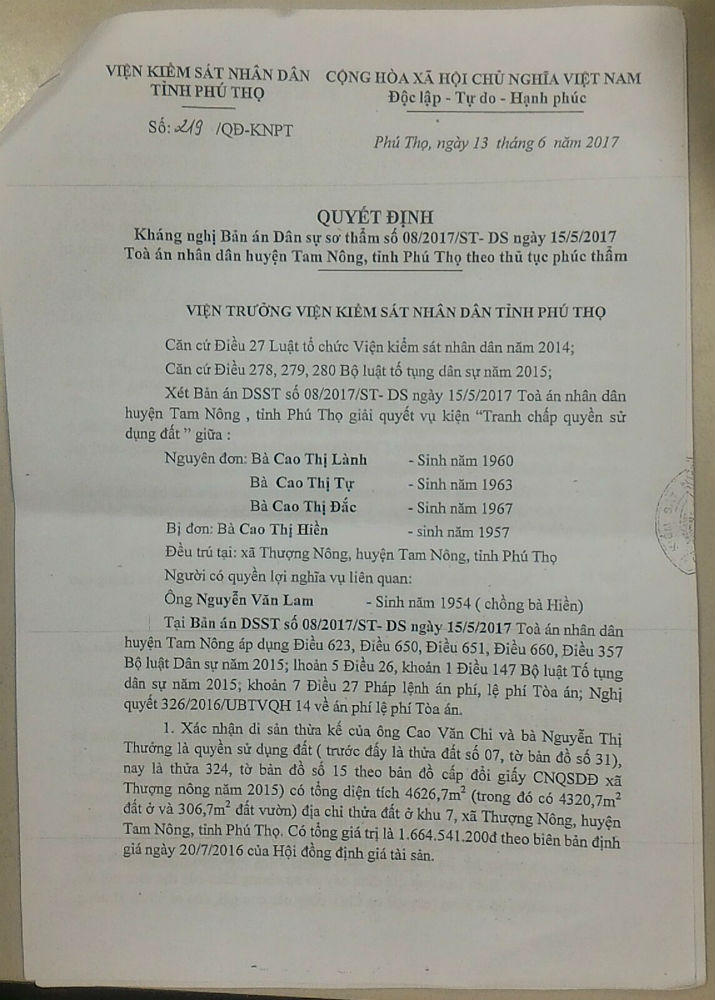 TAND huyện Tam Nông (Phú Thọ): Xét xử vi phạm thủ tục tố tụng?