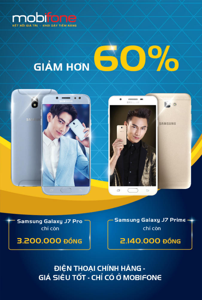 Samsung Galaxy J7 Pro, giảm hơn 50%, giá chỉ từ 3.200.000 đồng