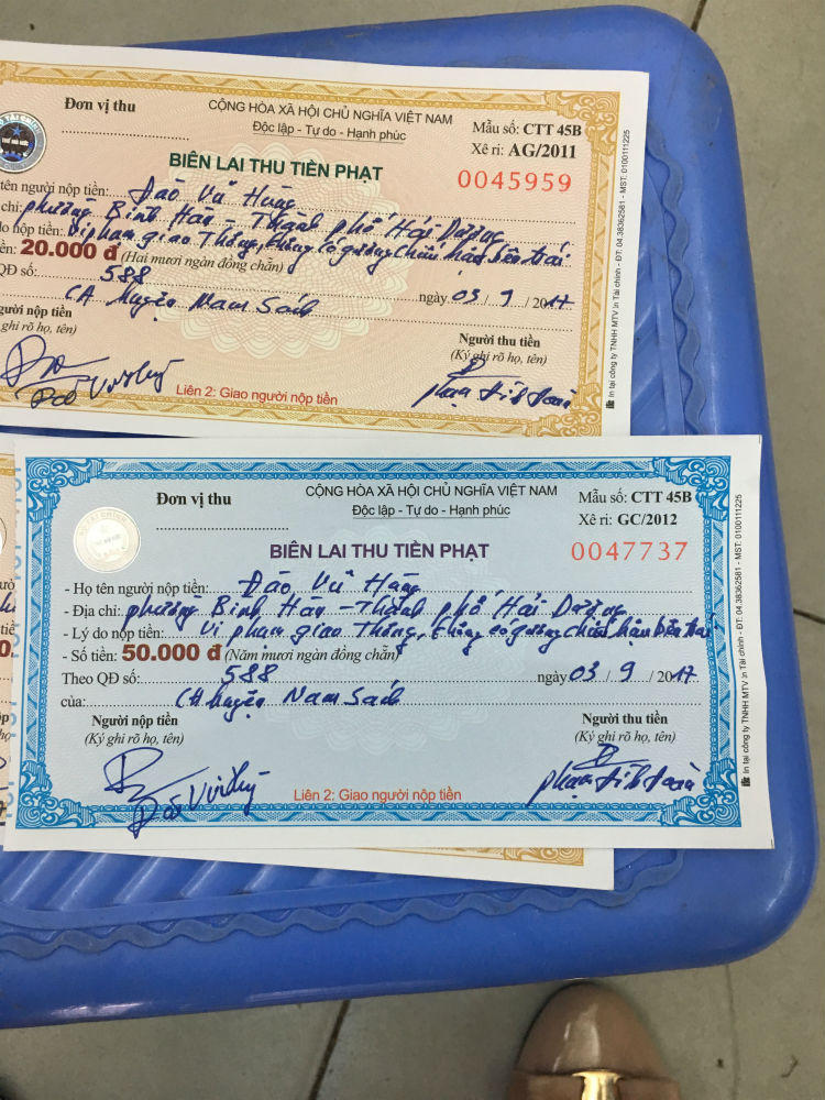 Nam Sách (Hải Dương): Cảnh sát giao thông sử dụng biên lai “không dấu” để thu tiền phạt