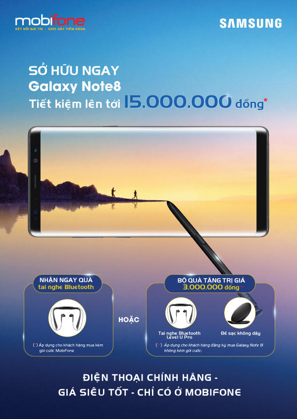 Tiêu dùng thông minh với Galaxy Note 8, khách hàng đặt mua máy tại MobiFone nhận quà hấp dẫn