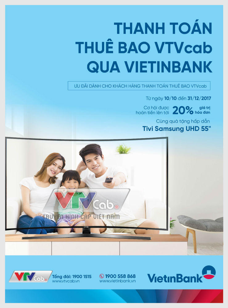 Ưu đãi lớn khi thanh toán thuê bao VTVcab qua VietinBank