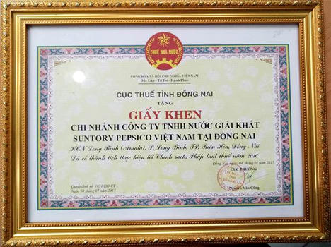 Suntory PepsiCo lọt top các Cty đồ uống uy tín 2017 và nộp thuế DN cao nhất 2016