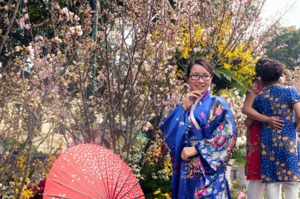 Người dân nô nức ngắm hoa anh đào giữa lòng thủ đô