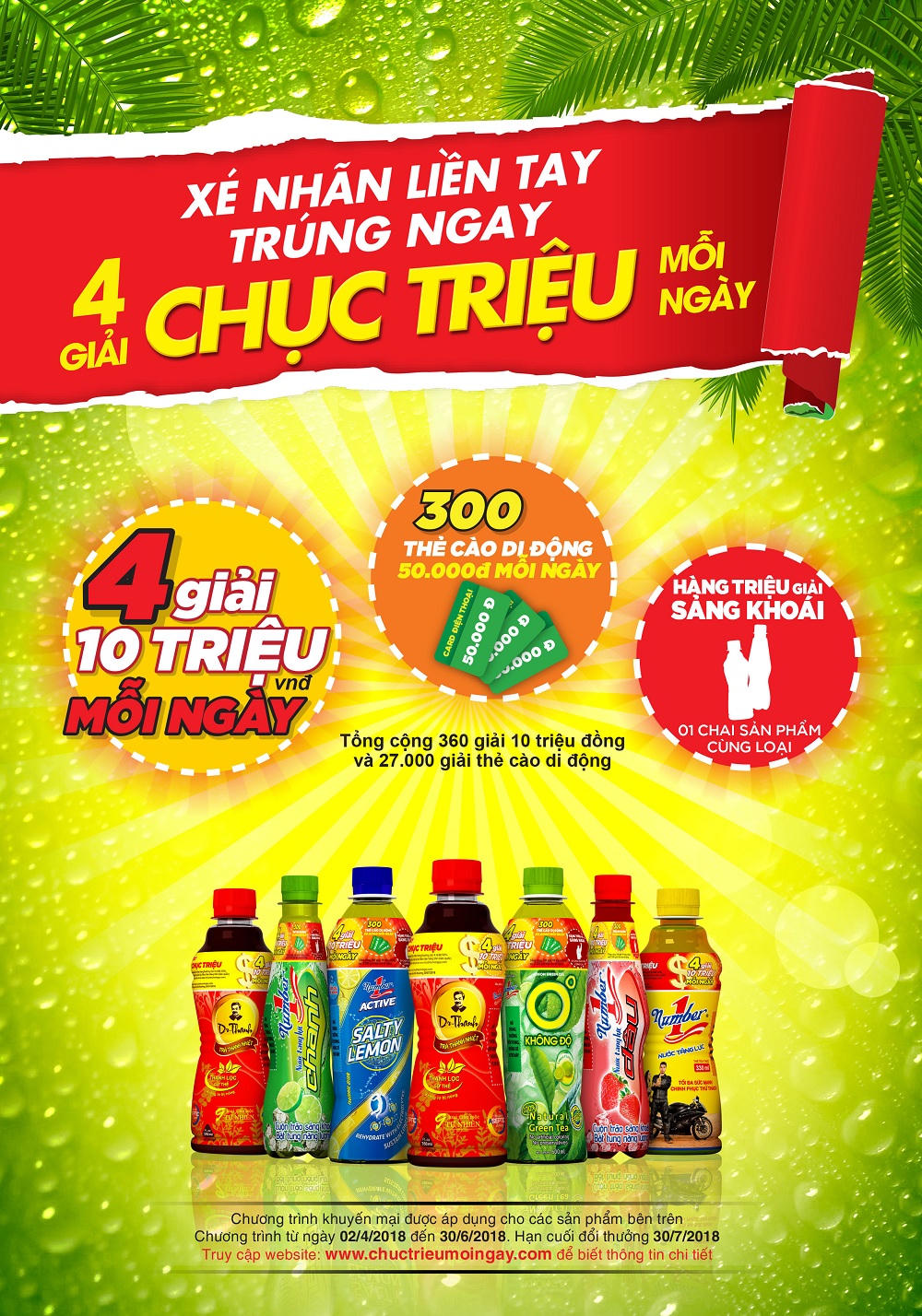 Uống Number 1 nhận khuyến mãi “khủng”: Mỗi ngày 04 giải 10 triệu và hàng trăm thẻ cào điện thoại