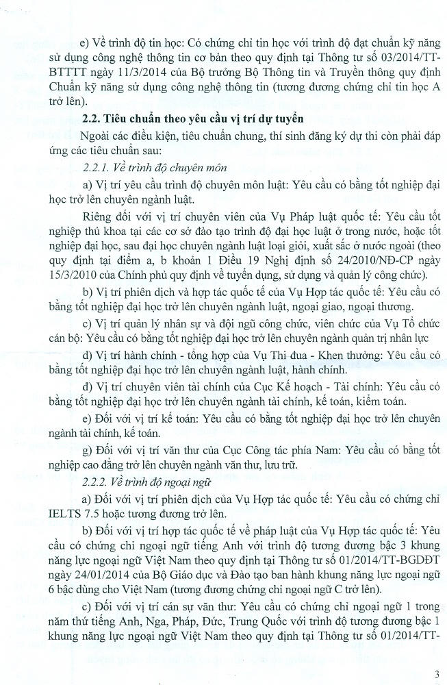 Bộ Tư pháp thông báo tuyển dụng công chức năm 2018