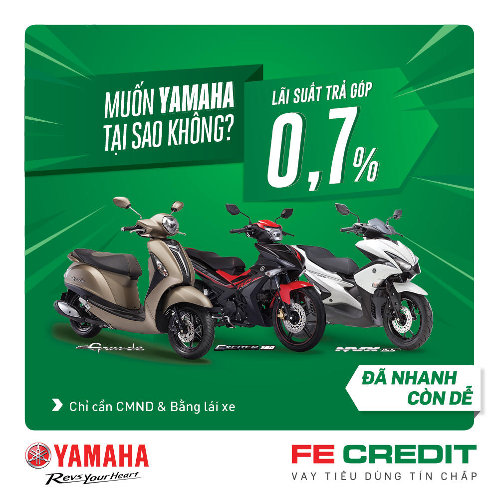 FE CREDIT ưu đãi lãi suất khi vay mua trả góp xe Yamaha