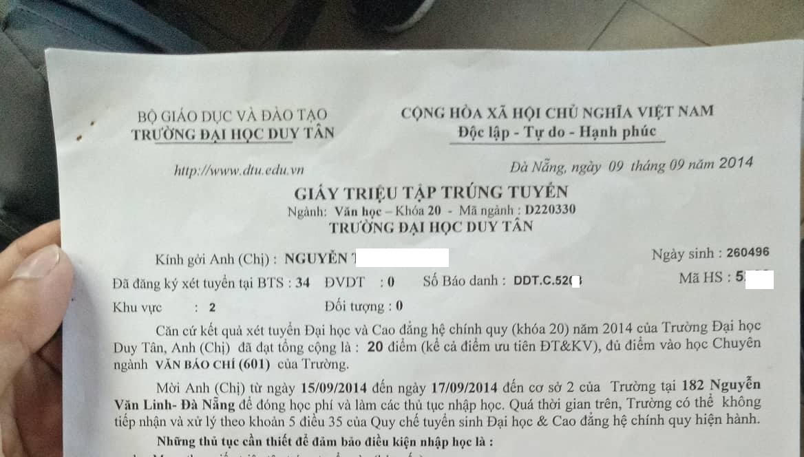 Trường Đại học Duy Tân (Đà Nẵng) bị tố 'lập lờ' trong tuyển sinh?