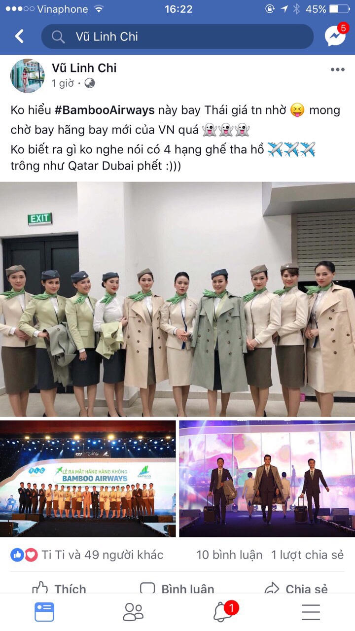 Cộng đồng mạng “dậy sóng” với đồng phục tiếp viên hàng không Bamboo Airways