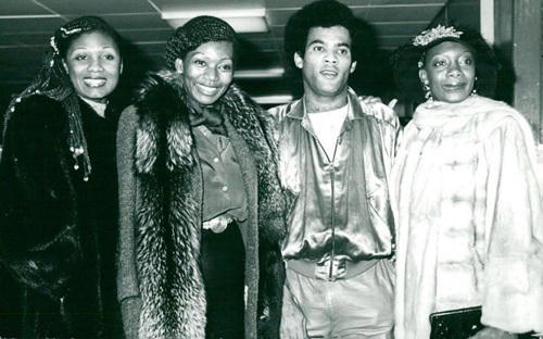 Các thành viên Boney M thời mới ra mắt. Từ trái qua: Maizie Williams, Liz Mitchell, Bobby Farrell, Marcia Barrett.