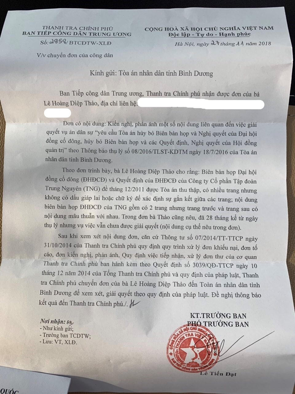 Trung Nguyên bị tố dùng tài liệu giả để truất quyền bà Diệp Thảo