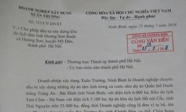 Đề xuất dự án Khu du lịch tâm linh 1000 ha ở chùa Hương
