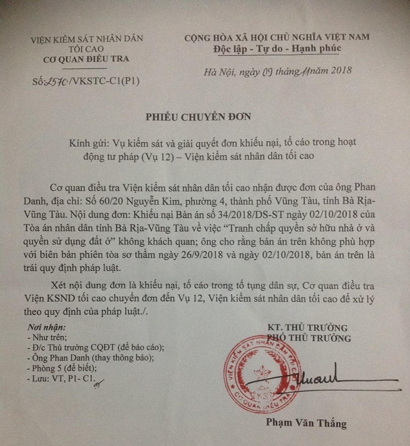 Vụ kiện kéo dài suốt thập kỷ ở Bà Rịa-Vũng Tàu: Bản án sơ thẩm lần 3 tiếp tục bị kháng cáo