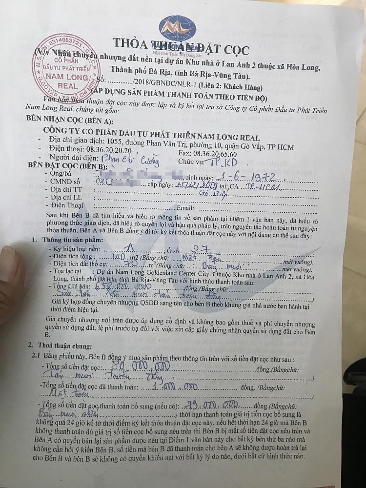 Nam Long Real bị tố “dùng chiêu trò đoạt tiền cọc hàng loạt khách”