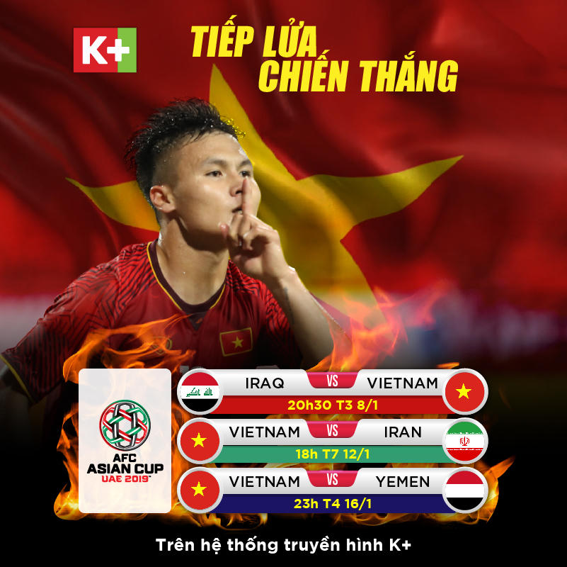 K+ tặng miễn phí đầu thu - Mọi nhà vui Tết, cùng cổ vũ Tuyển Việt Nam tại Asian Cup