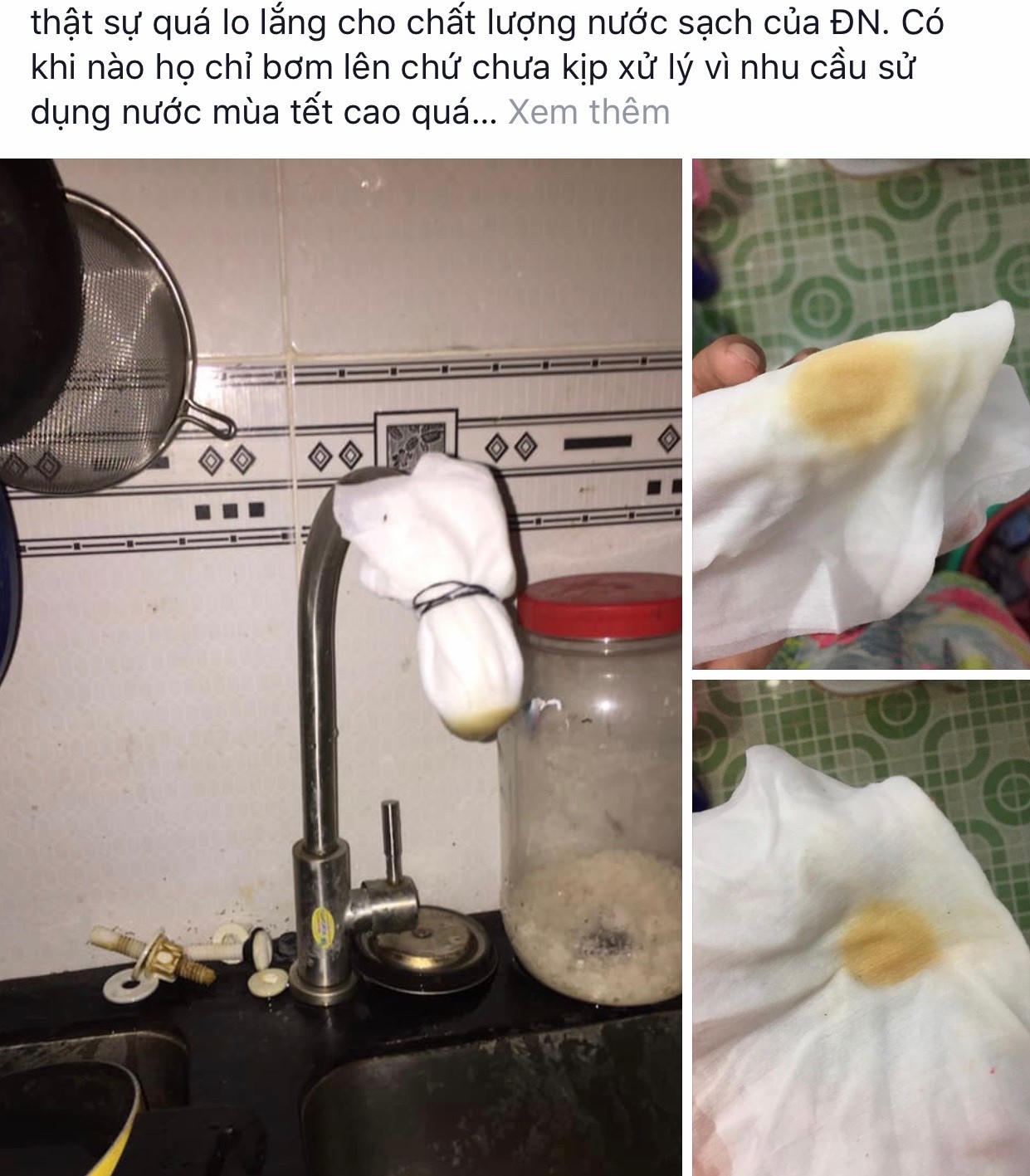 Người dân Đà Nẵng bất an vì nước sinh hoạt đóng cặn đen 