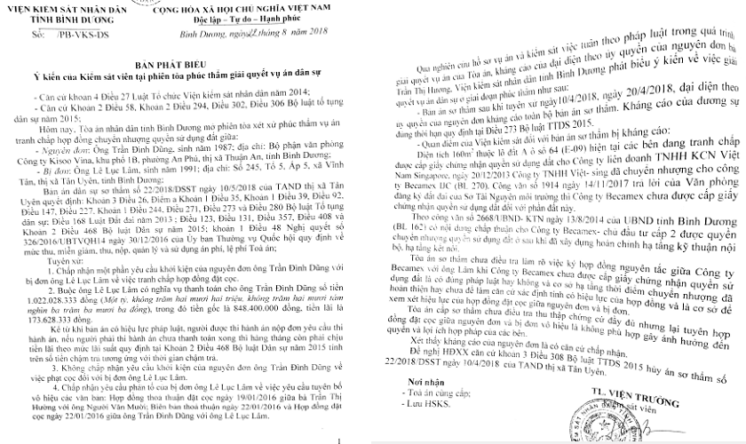 Vụ “Tranh chấp hợp đồng đặt cọc” tại Bình Dương: Tòa sơ thẩm tuyên hợp đồng vô hiệu là không phù hợp
