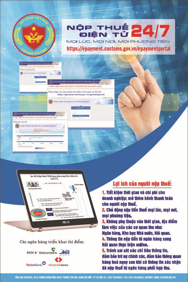 Mở rộng chương trình nộp thuế điện tử 24/7: Hải quan sẽ chuyển thông tin nộp thuế giúp DN