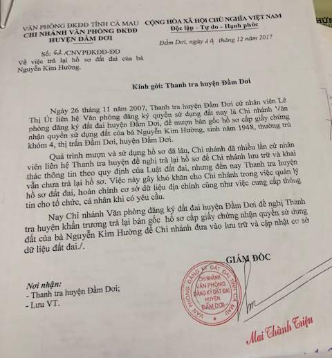 Tranh chấp đất cho mượn tại Cà Mau: Chính quyền giải quyết thay tòa?