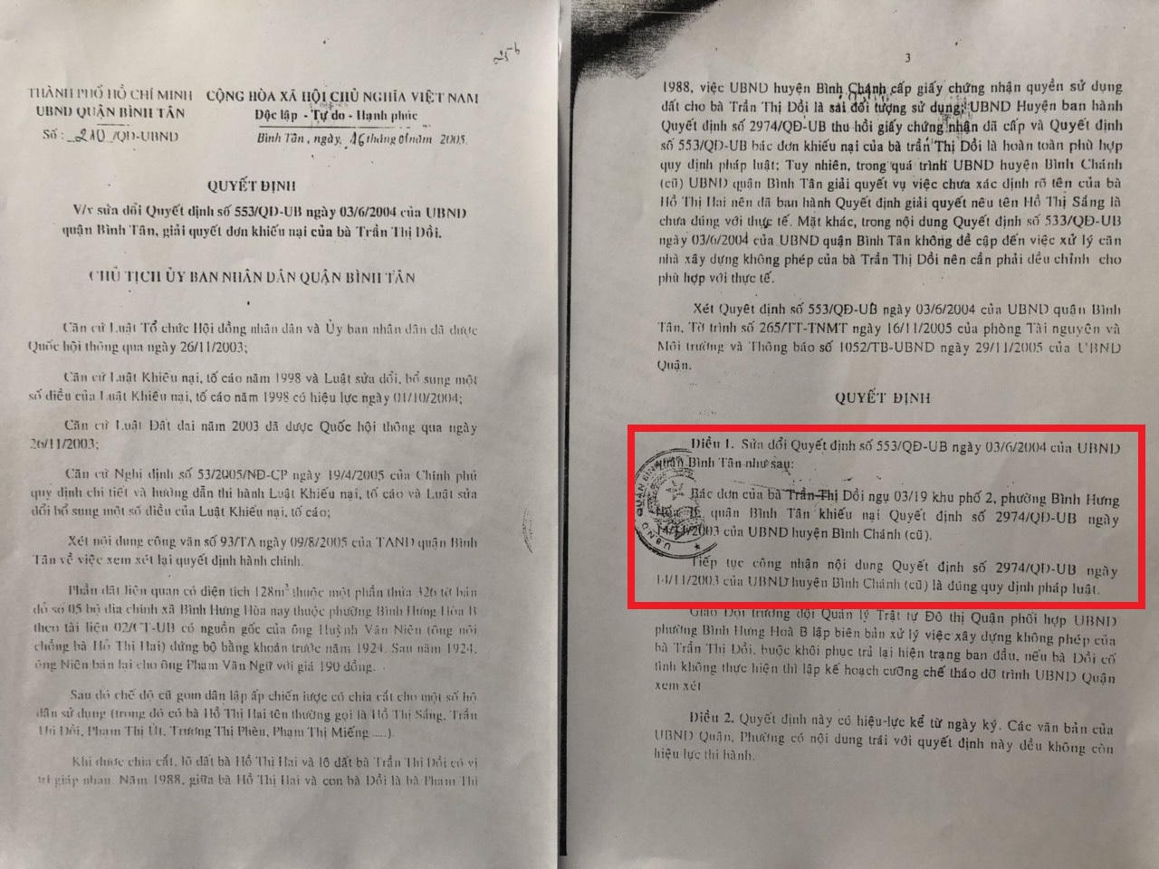 Quận Bình Tân, TP.HCM: Nhiều khuất tất trong vụ việc một mãnh đất cấp hai sổ đỏ