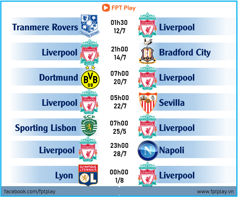 FPT Telecom phát sóng độc quyền các trận du đấu hè của Liverpool