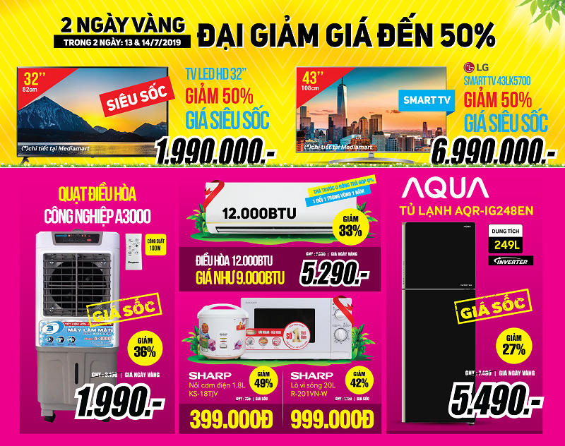 2 Ngày vàng đại giảm giá – TV LED 32’’ giá chỉ 1,99 triệu