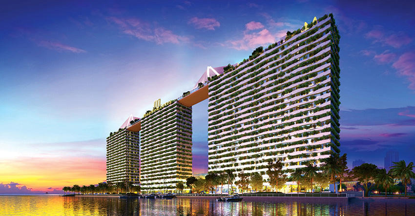 Hợp long cầu dây văng nối liền Sky Park tại dự án Diamond Lotus Riverside