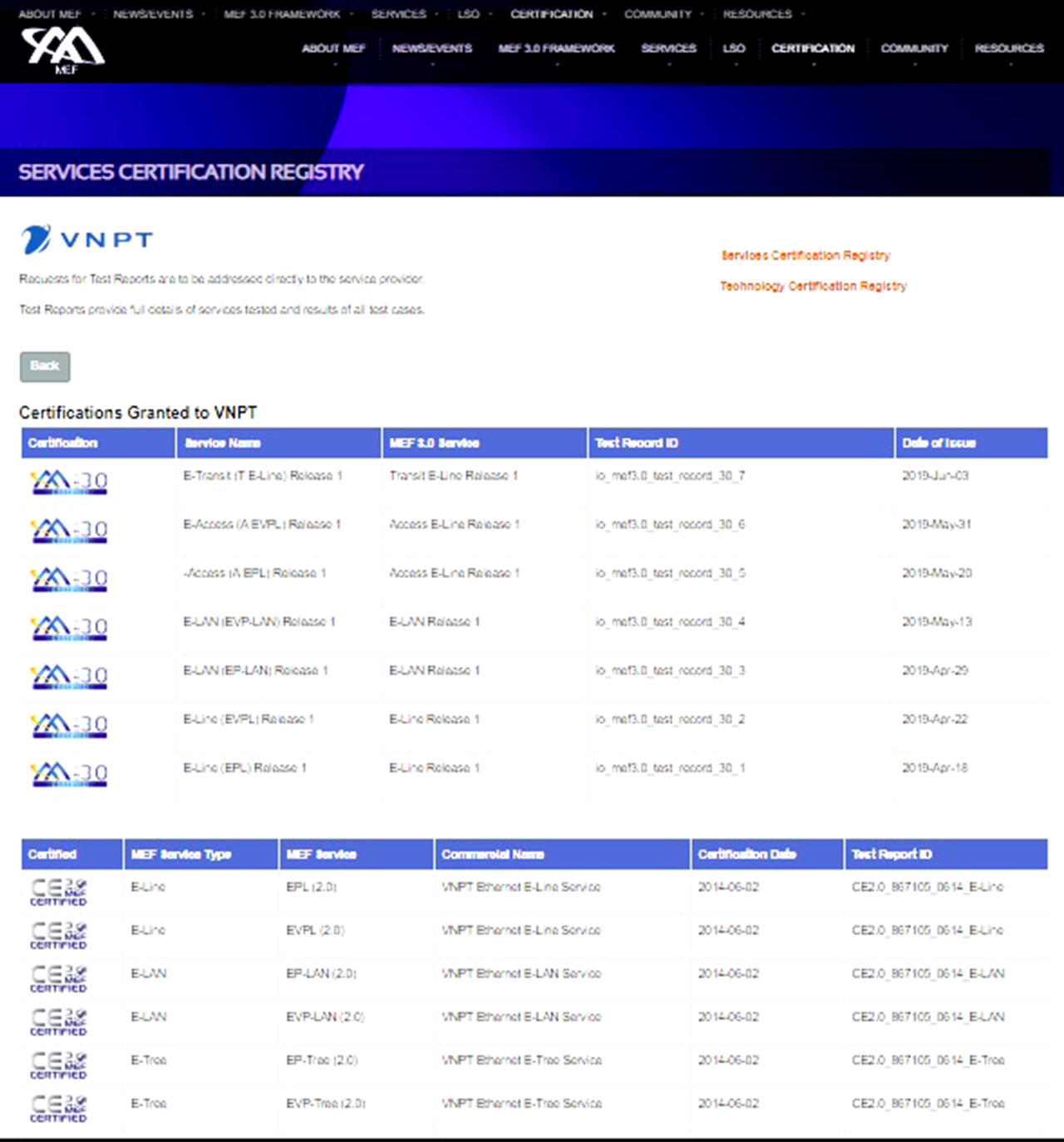 Hàng loạt dịch vụ băng rộng của VNPT được cấp chứng chỉ MEF 3.0