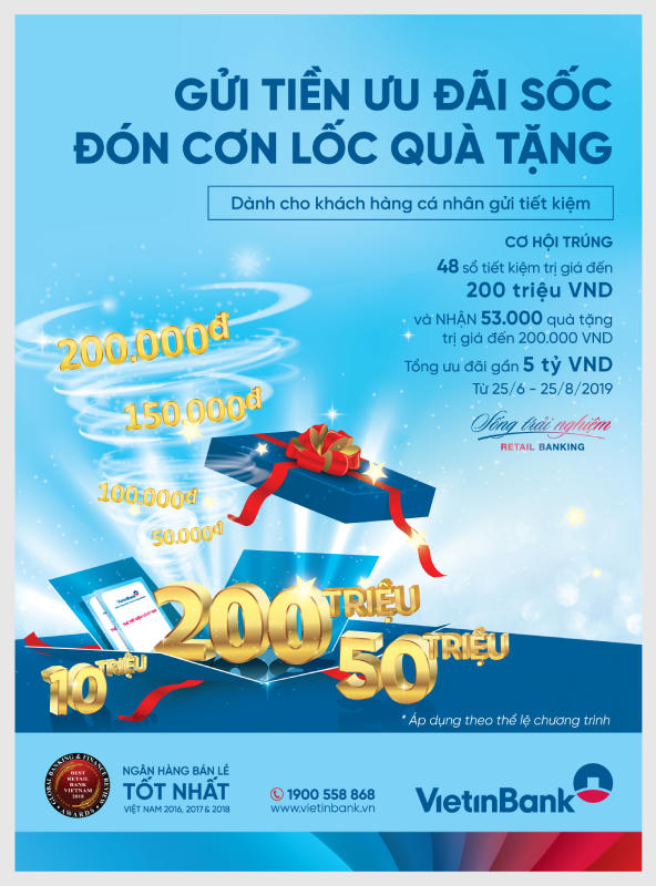 Hàng chục nghìn khách hàng hưởng ưu đãi khi gửi tiền tiết kiệm tại VietinBank