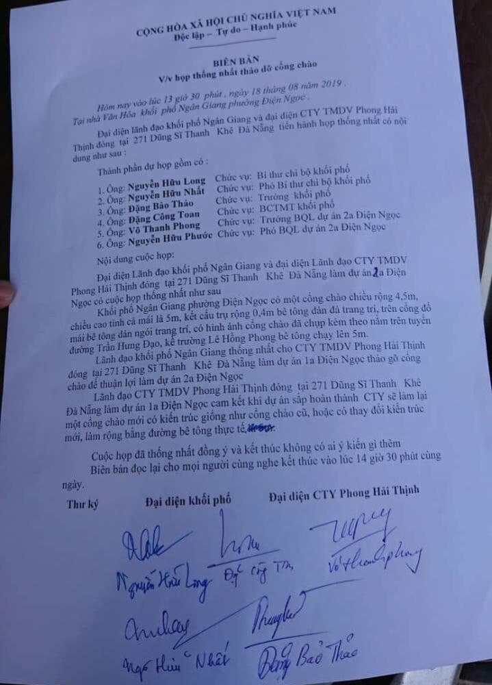 Dự án dấu hiệu sai phạm của Phong Hải Thịnh tại Quảng Nam: Thêm động thái “đổ dầu vào lửa” khi hủy hoại cổng chào khu phố