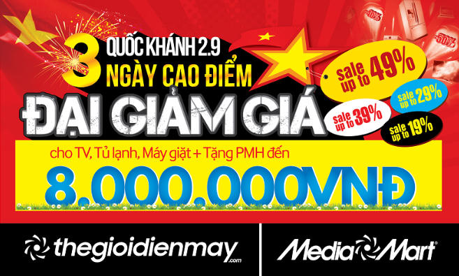 Săn hàng điện máy đại giảm giá dịp Quốc khánh 2/9 