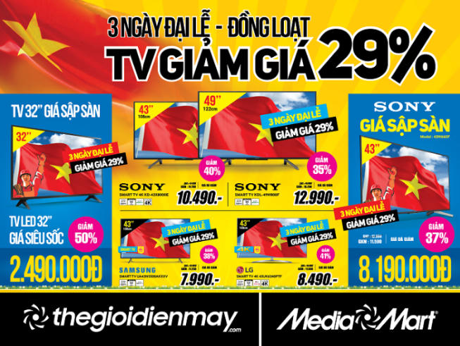 Săn hàng điện máy đại giảm giá dịp Quốc khánh 2/9 