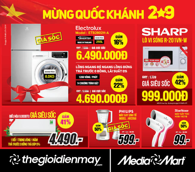 Săn hàng điện máy đại giảm giá dịp Quốc khánh 2/9 