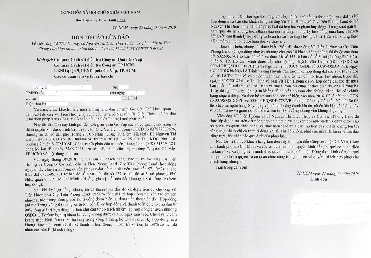 Tiên Phong Land lừa bán đất khống cho hàng chục khách hàng?