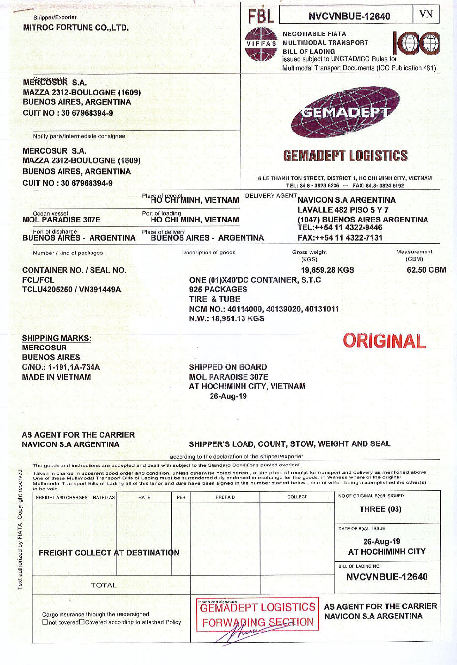 Thông báo về việc mất vận đơn gốc