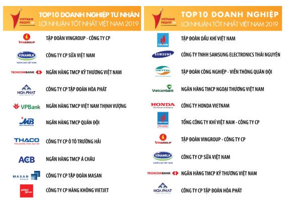 Techcombank là ngân hàng duy nhất có mặt trong top 3 DN tư nhân có lợi nhuận tốt nhất năm 2019