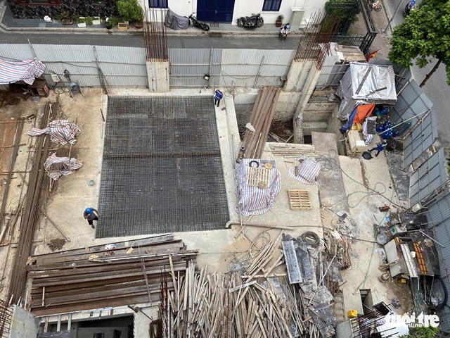 Mặt hầm đ&atilde; được đổ b&ecirc;t&ocirc;ng - Ảnh: Quang Thế