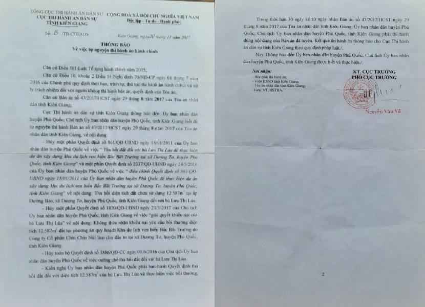 Phú Quốc, Kiên Giang: Gần 4 năm, một bản án hành chính chưa được thi hành