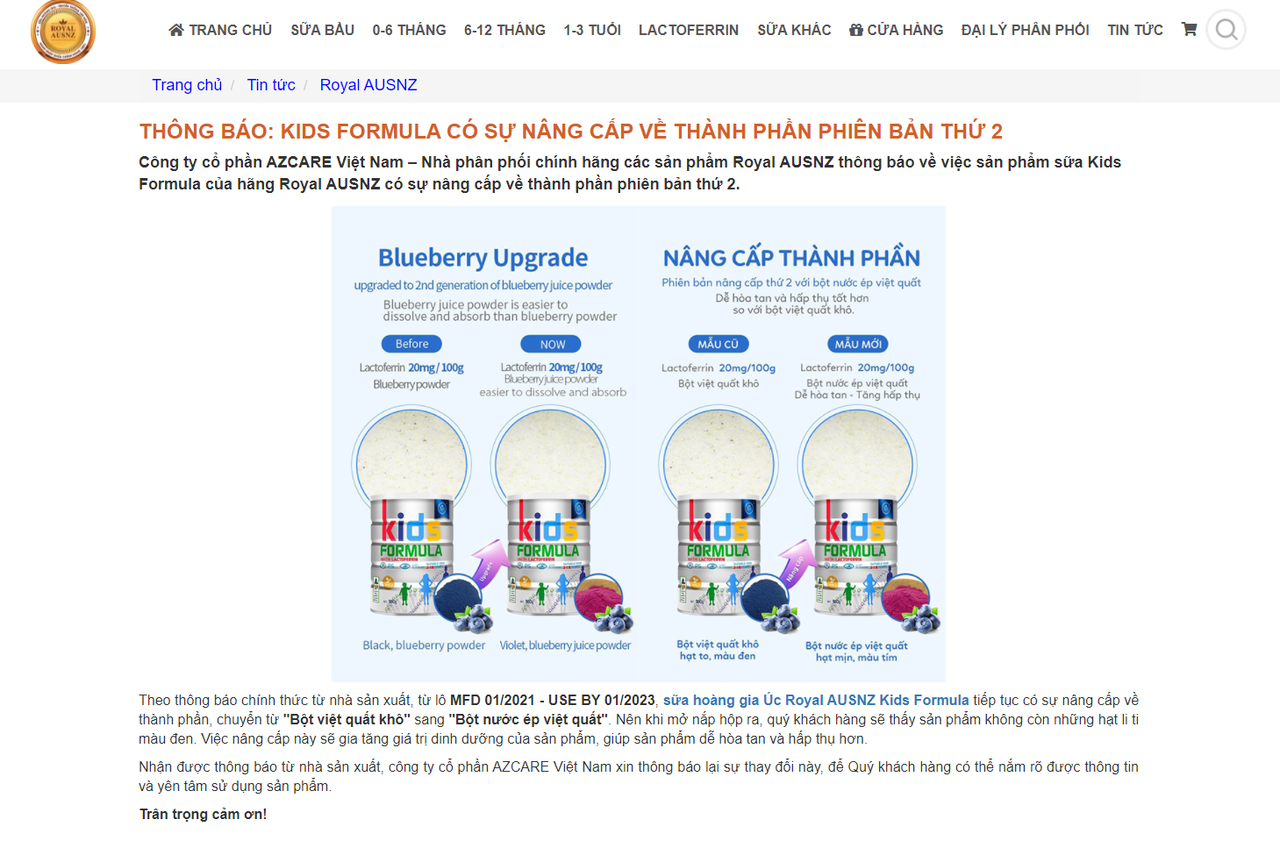 Sữa hoàng gia Royal Ausnz và quy trình nhập khẩu đạt chuẩn, phân phối rõ ràng, minh bạch