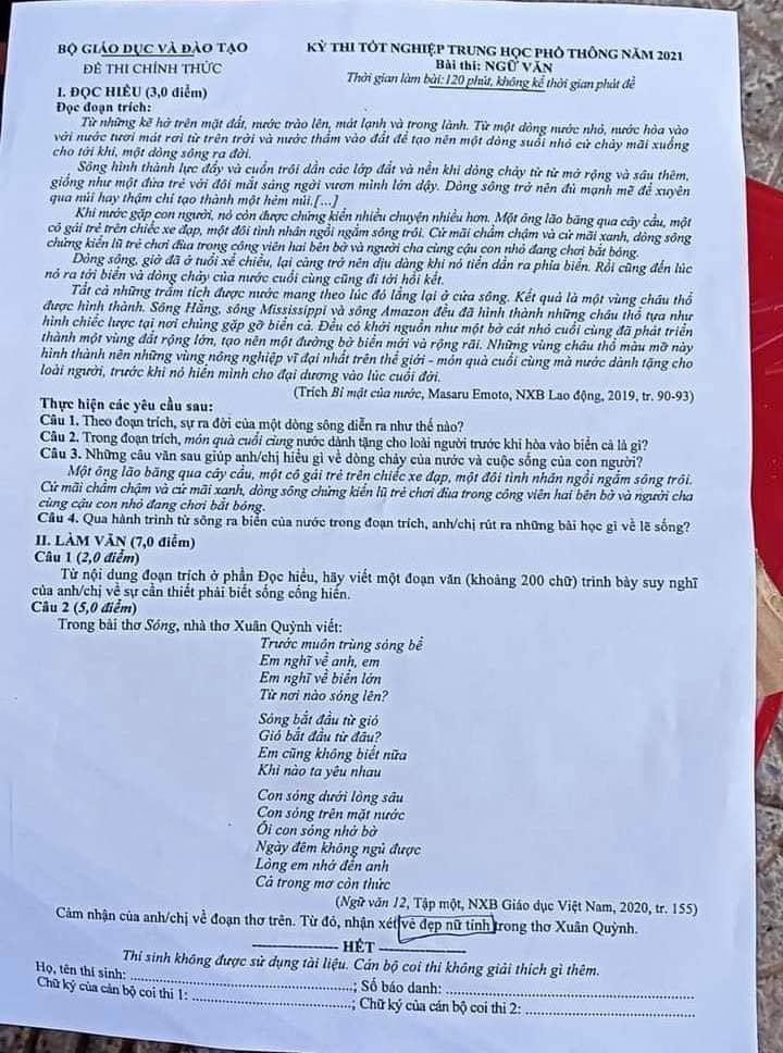 Cập nhật đề thi và đáp án môn Ngữ văn tốt nghiệp THPT năm 2021