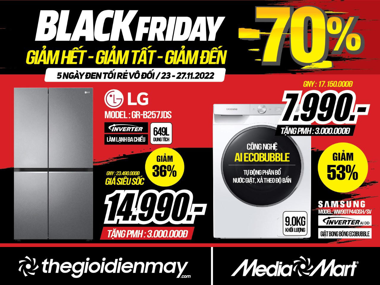 Black Friday: Siêu thị điện máy sale đến 70% tất cả sản phẩm